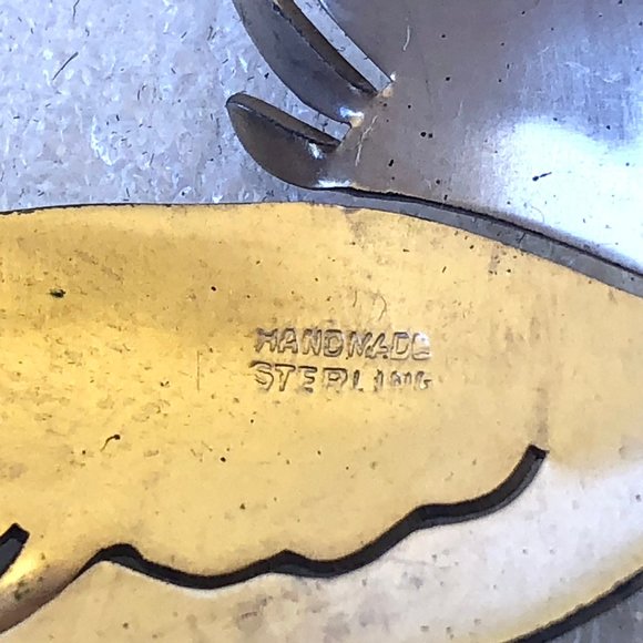 Sterling Silver Flying Goose Duck Brooch Pin HANDMADE Gold Wash - Picture 9 of 13